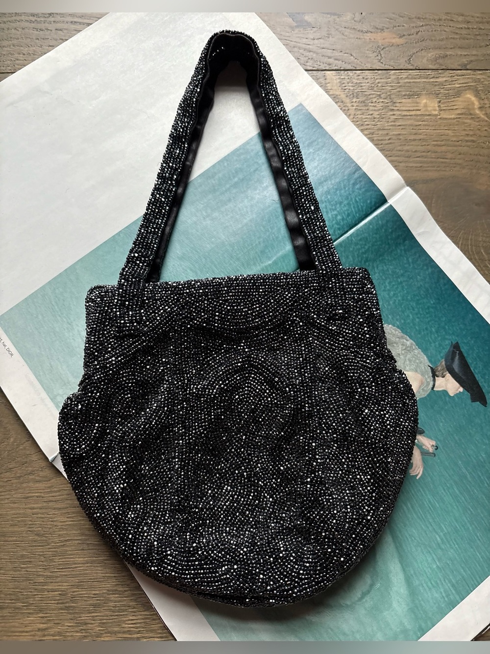 Vintage K&G Paris Charlet Bag New York - Evening Clutch Beaded In Black
